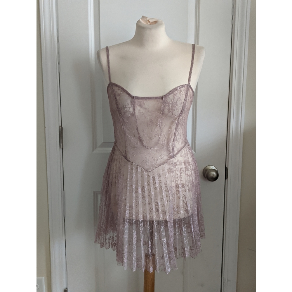 FP One Sheer Lace Peplum Camisole Top
